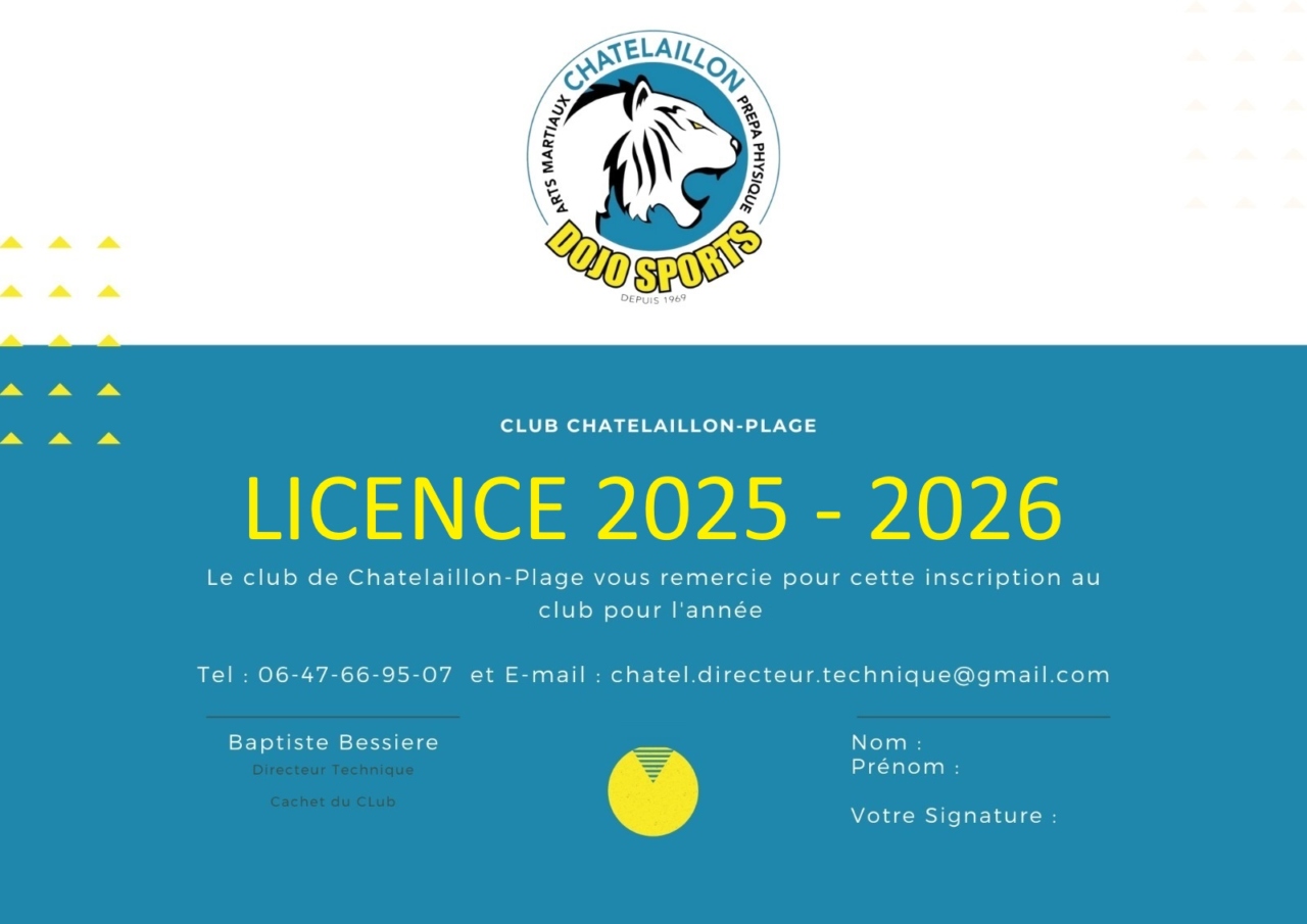 Cotisation Chatelaillon Dojo Sports 2025-2026